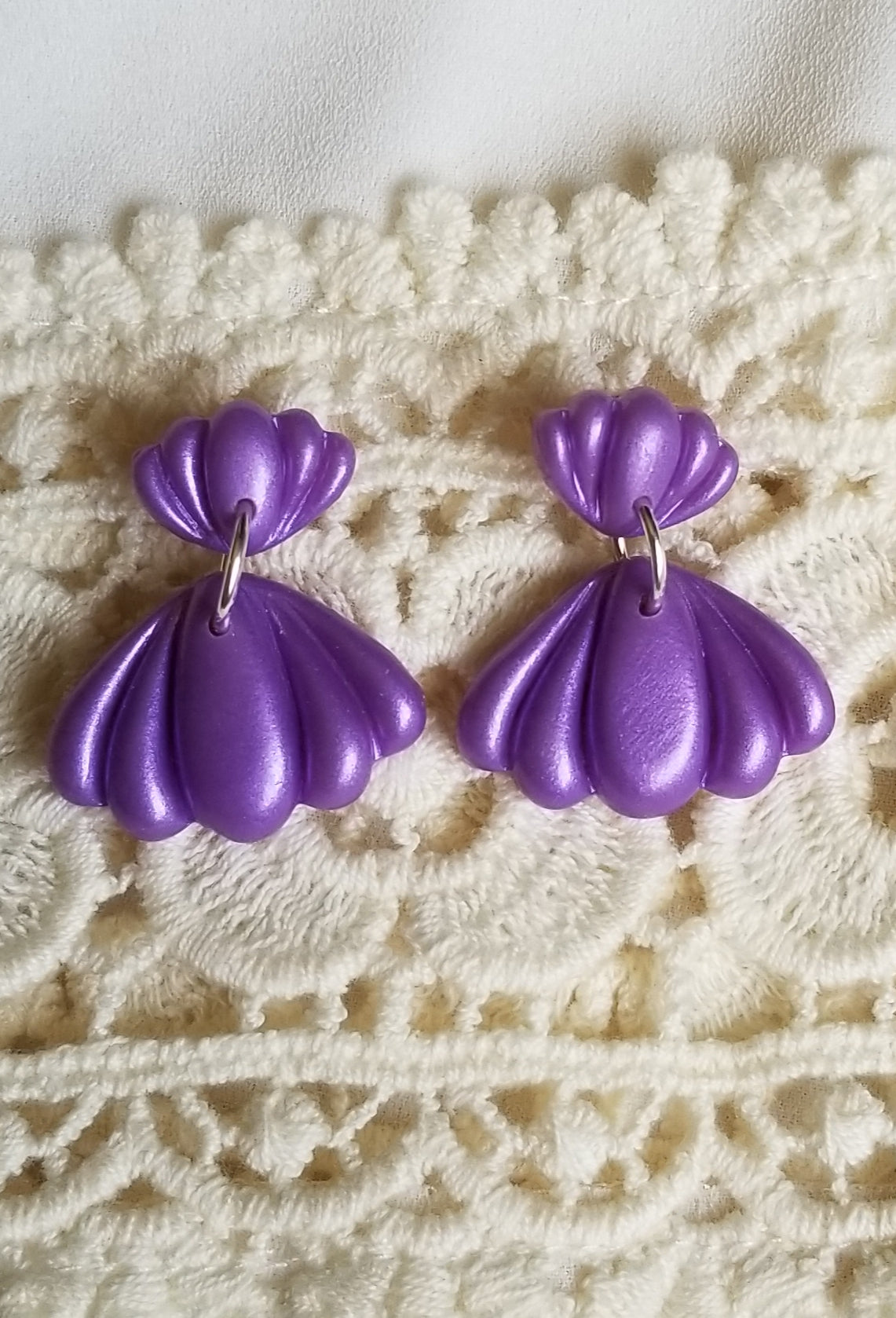 Floral - Aurora Statement Earrings - Purple Pearl