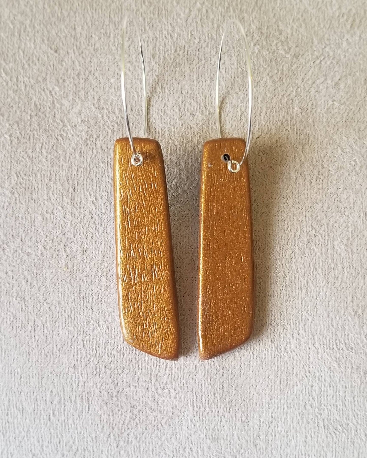 Mokume Gane - Mia Statement Earrings - Turquoise, Dark Gold, and White #10