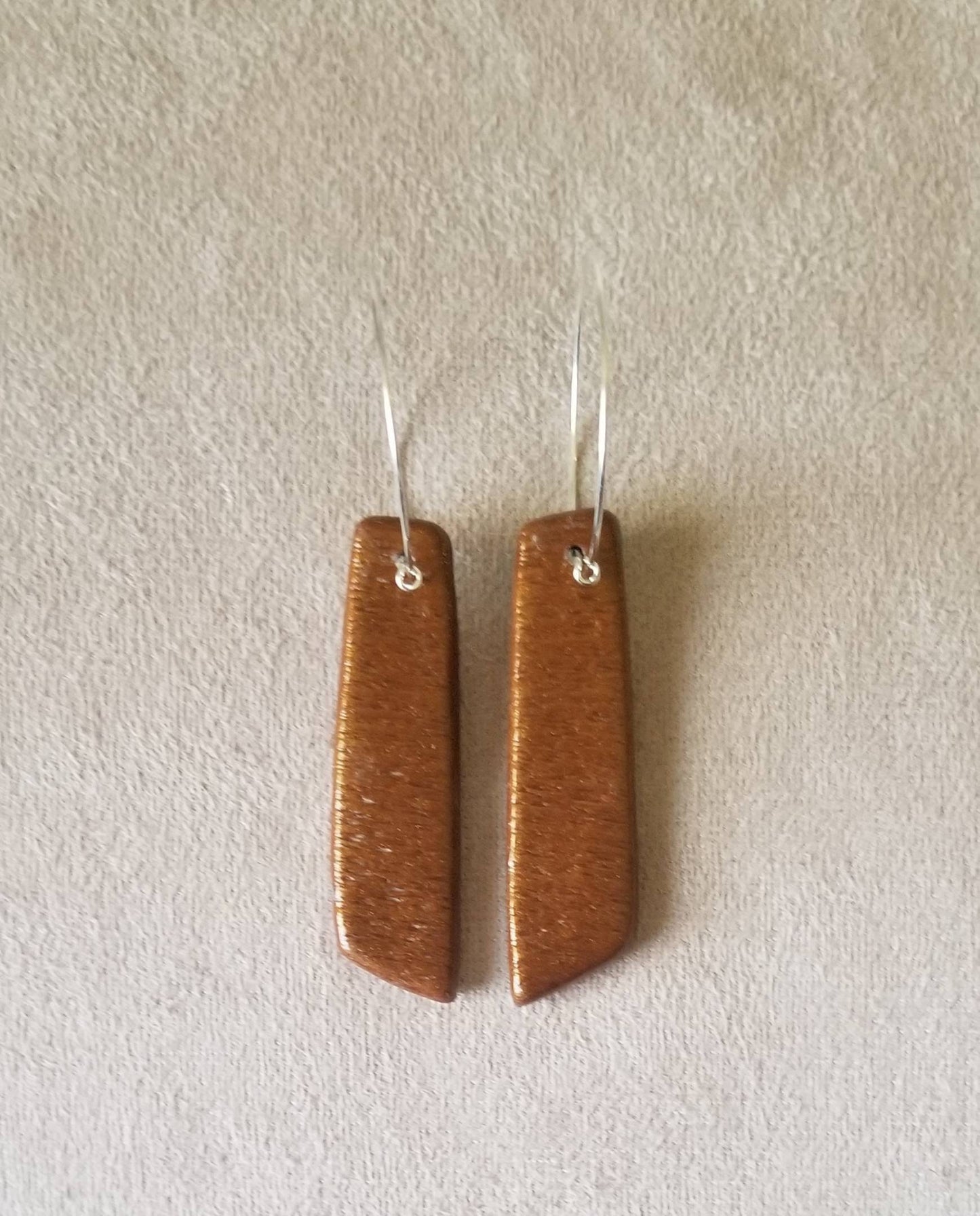 OOAK Polymer Clay Mokume Gane Turquoise, White and Dark Gold Earrings