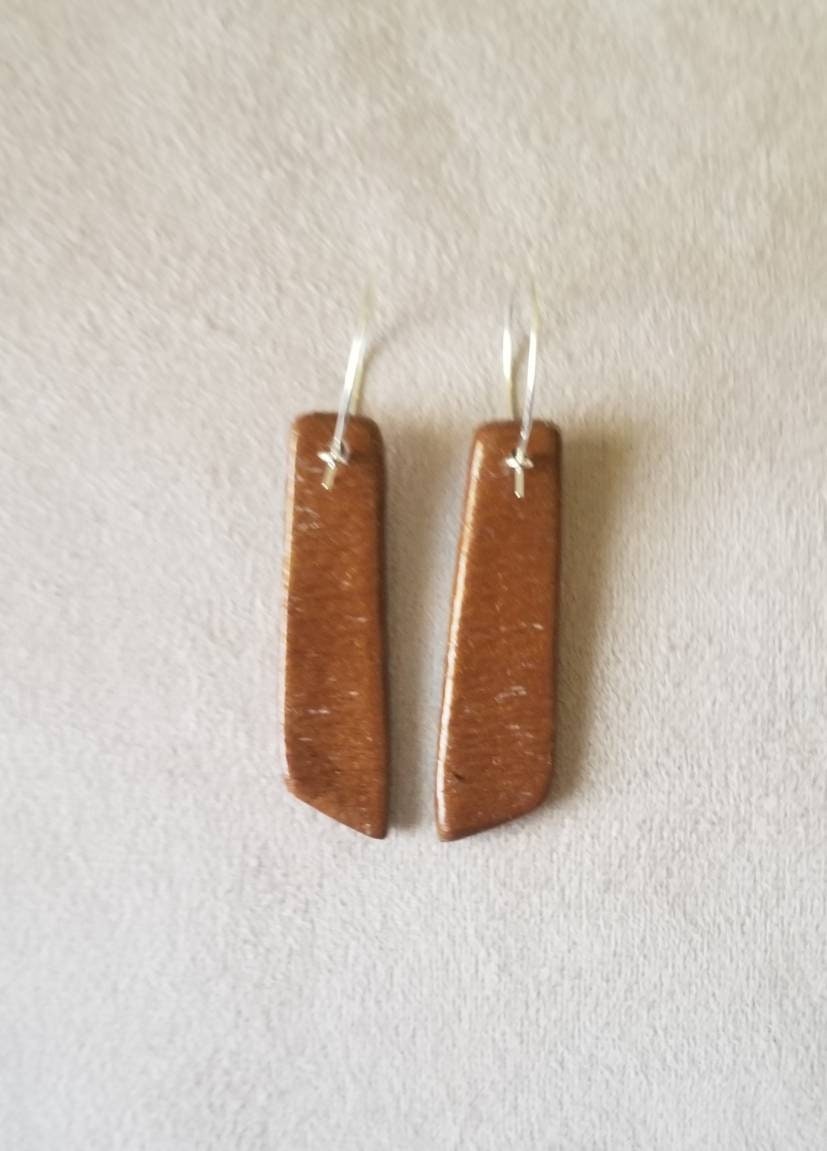 Mokume Gane - Mia Statement Earrings - Turquoise, Dark Gold and White #4