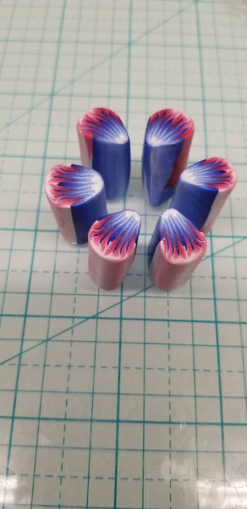 Floral - Boho Pendant and Earring Set - Red, White and Blue #2