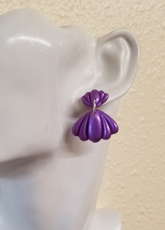 Floral - Aurora Statement Earrings - Purple Pearl