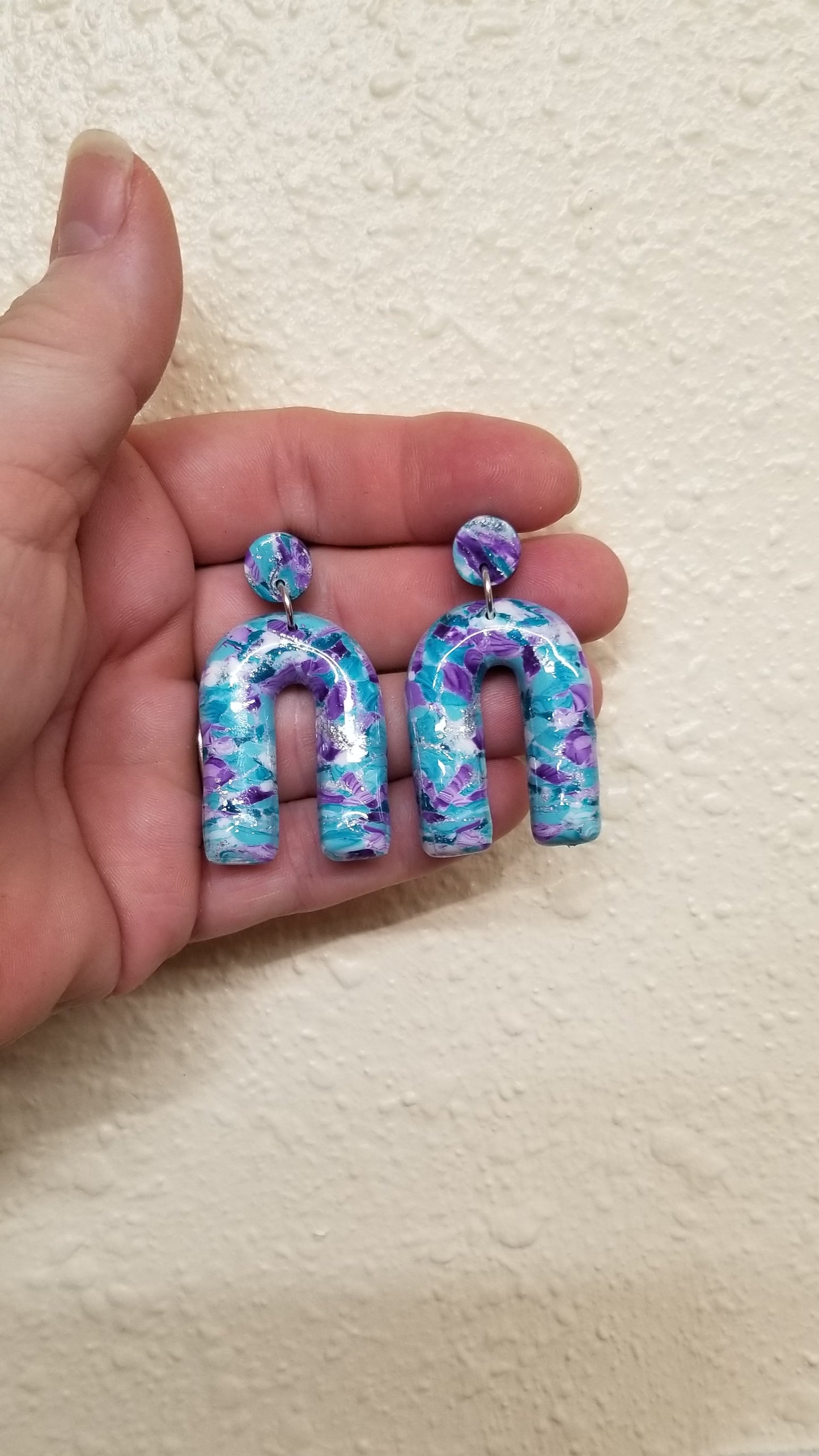 Marbled  - Lexy Statement Earrings  - Purple and Lt blue