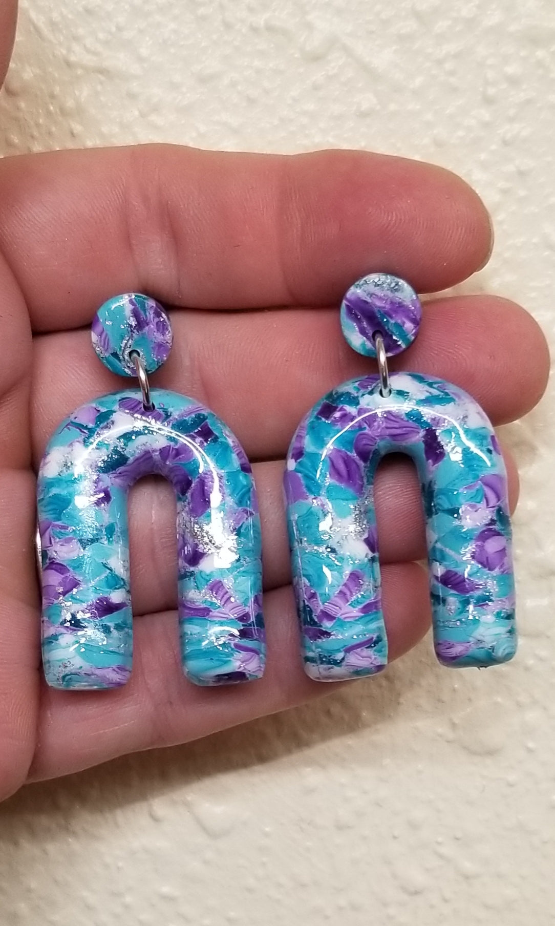 Marbled  - Lexy Statement Earrings  - Purple and Lt blue