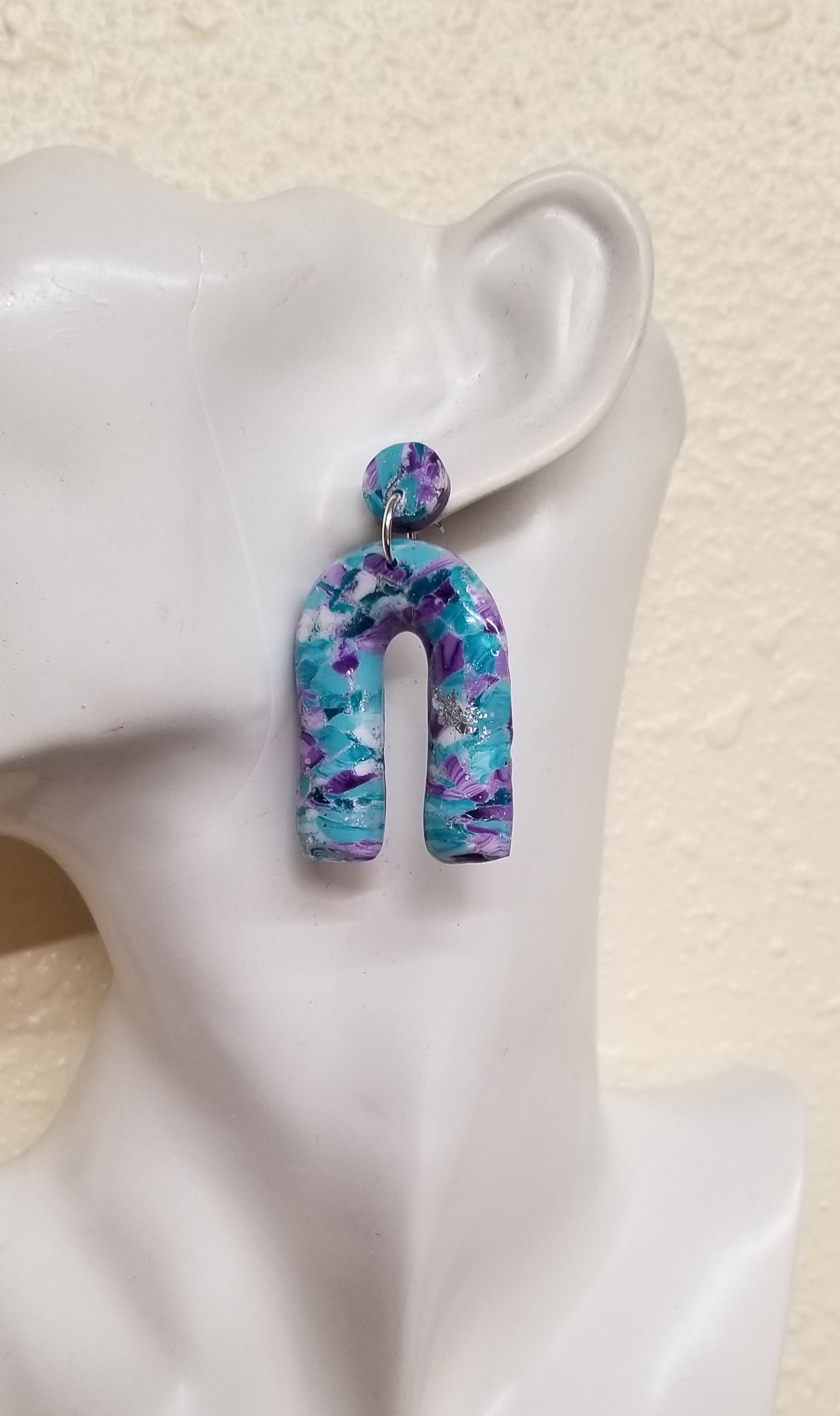 Marbled  - Lexy Statement Earrings  - Purple and Lt blue