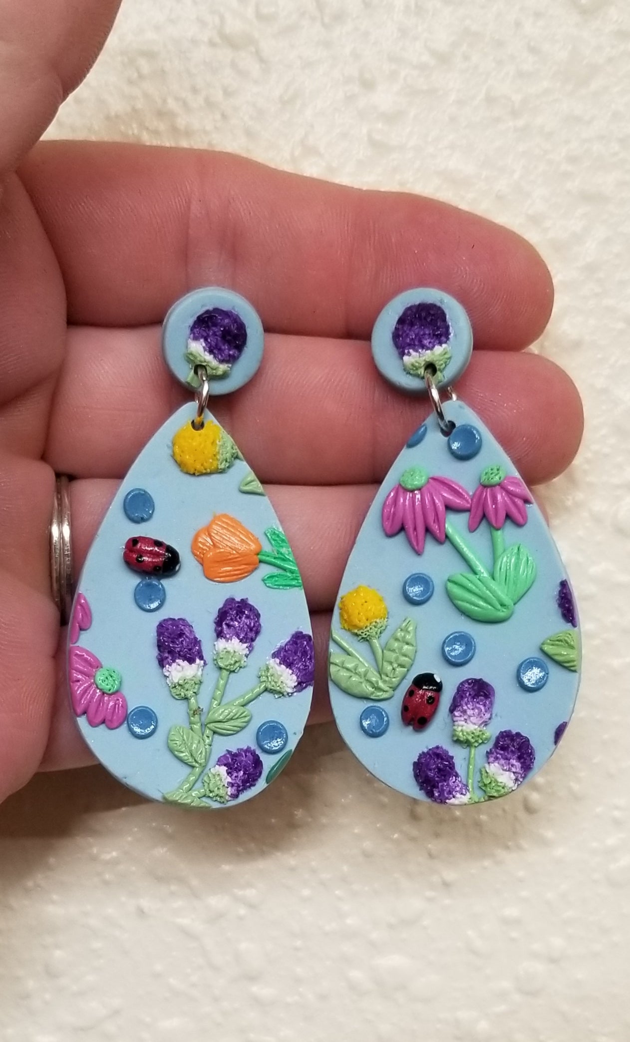 Floral - Grace Statement Earrings  - Purple Flower Stud