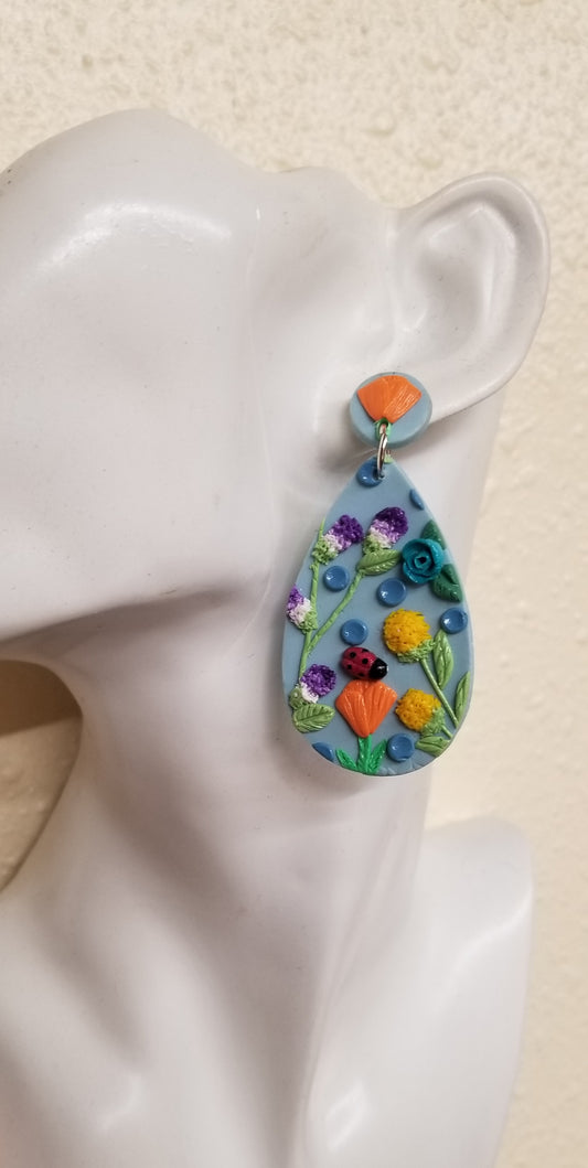 Floral - Grace Statement Earrings - Orange Flower Stud