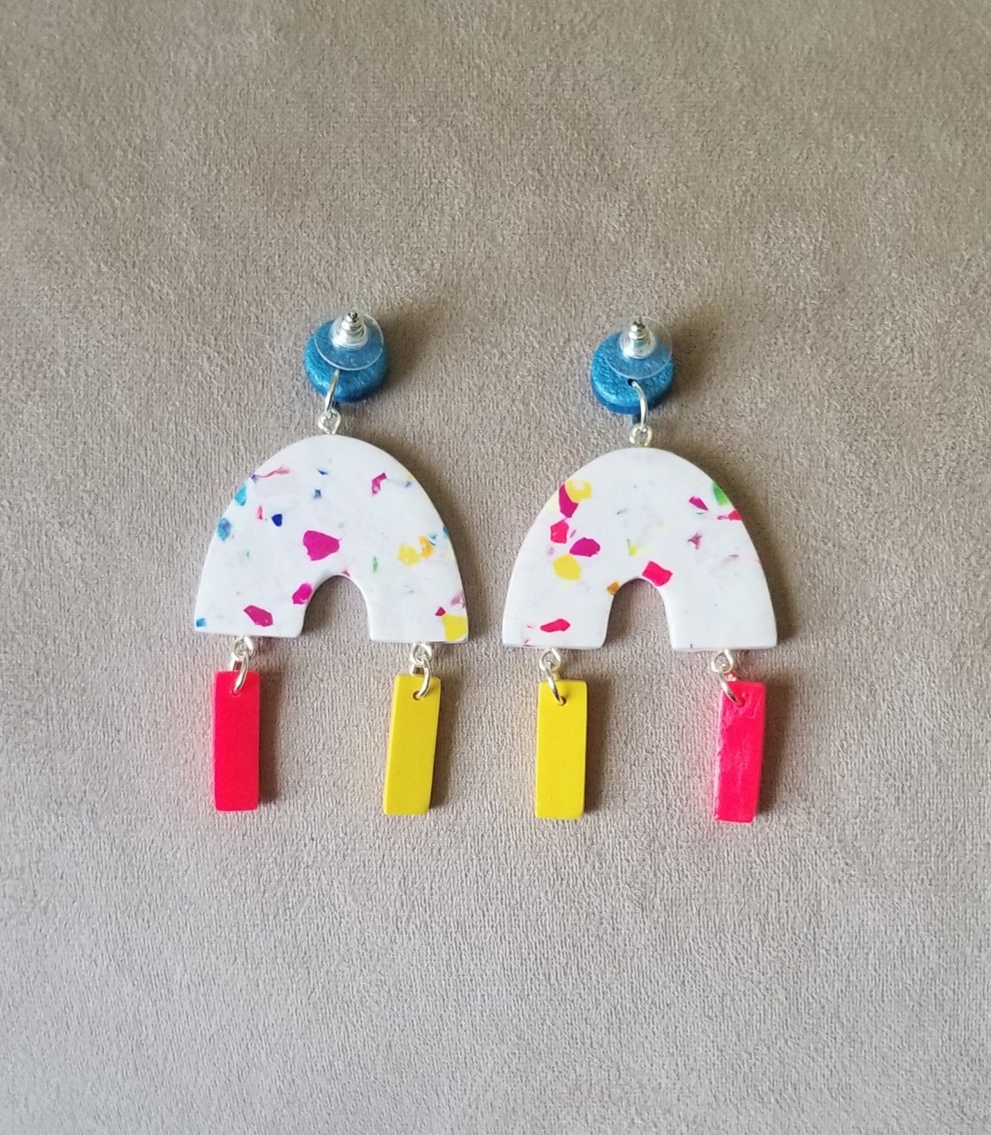 Terrazzo - Erin Statement Earrings- Bright Neon Yellow or Blue studs