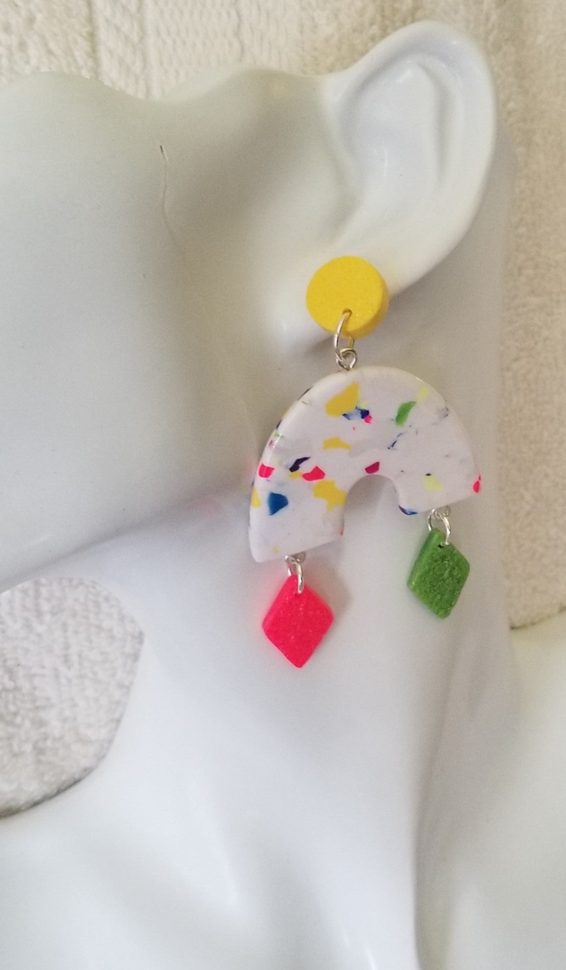 Terrazzo - Erin Statement Earrings- Bright Neon Yellow or Blue studs