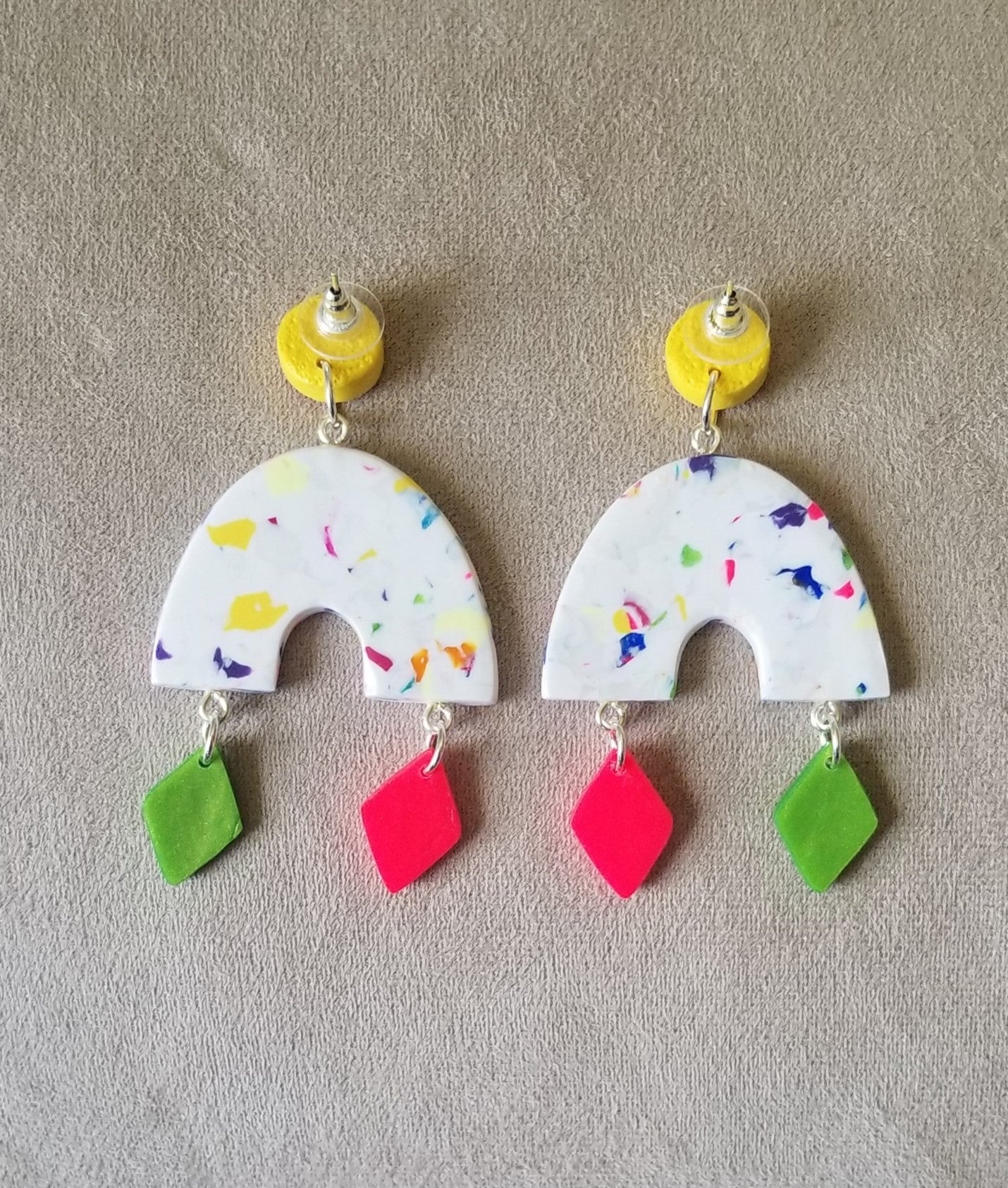 Terrazzo - Erin Statement Earrings- Bright Neon Yellow or Blue studs