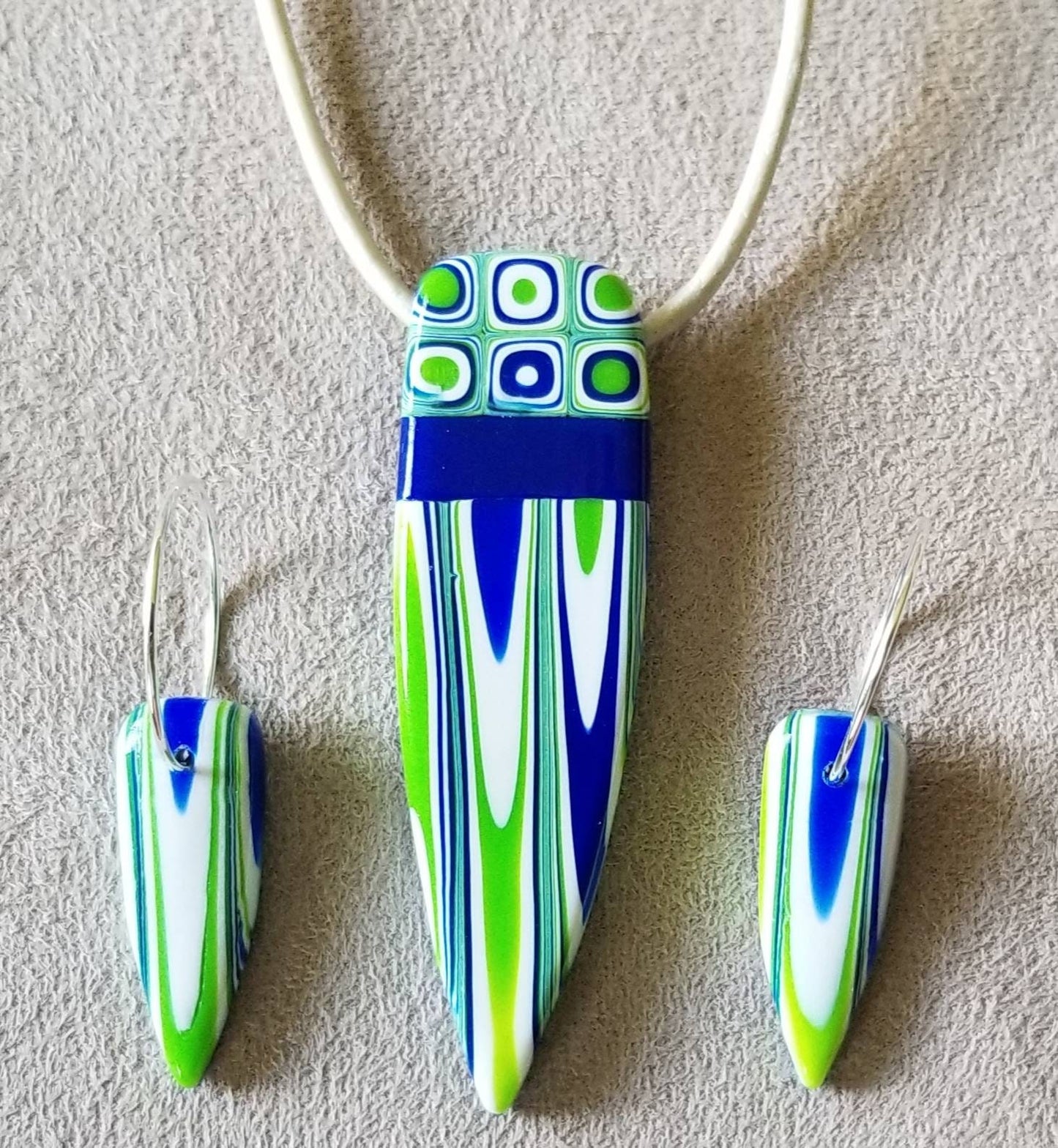 Klimt - Pendant and Earring Set - Blue & Green Dagger