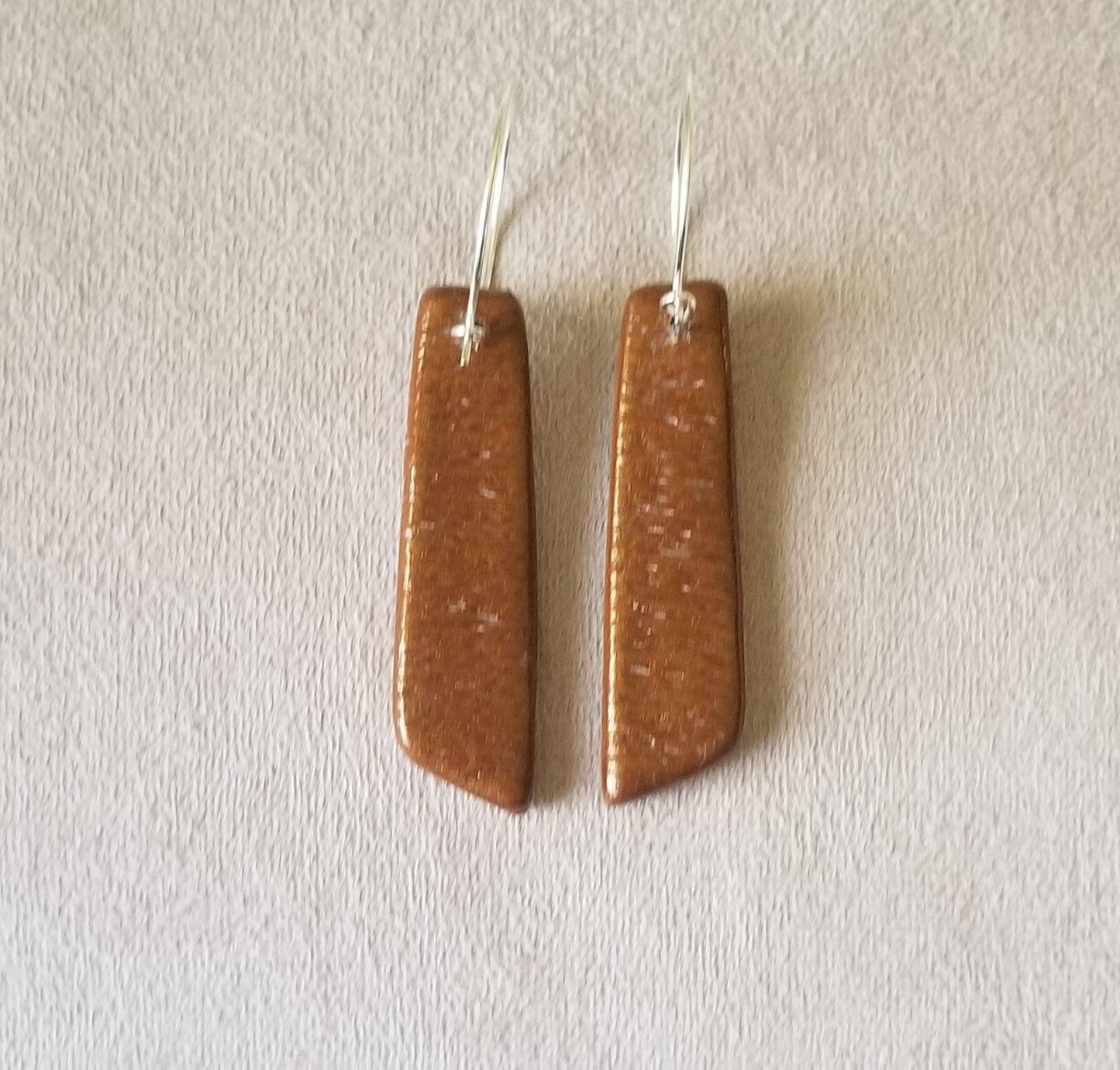 Mokume Gane - Mia Statement Earrings - Turquoise, Dark Gold, and White #3
