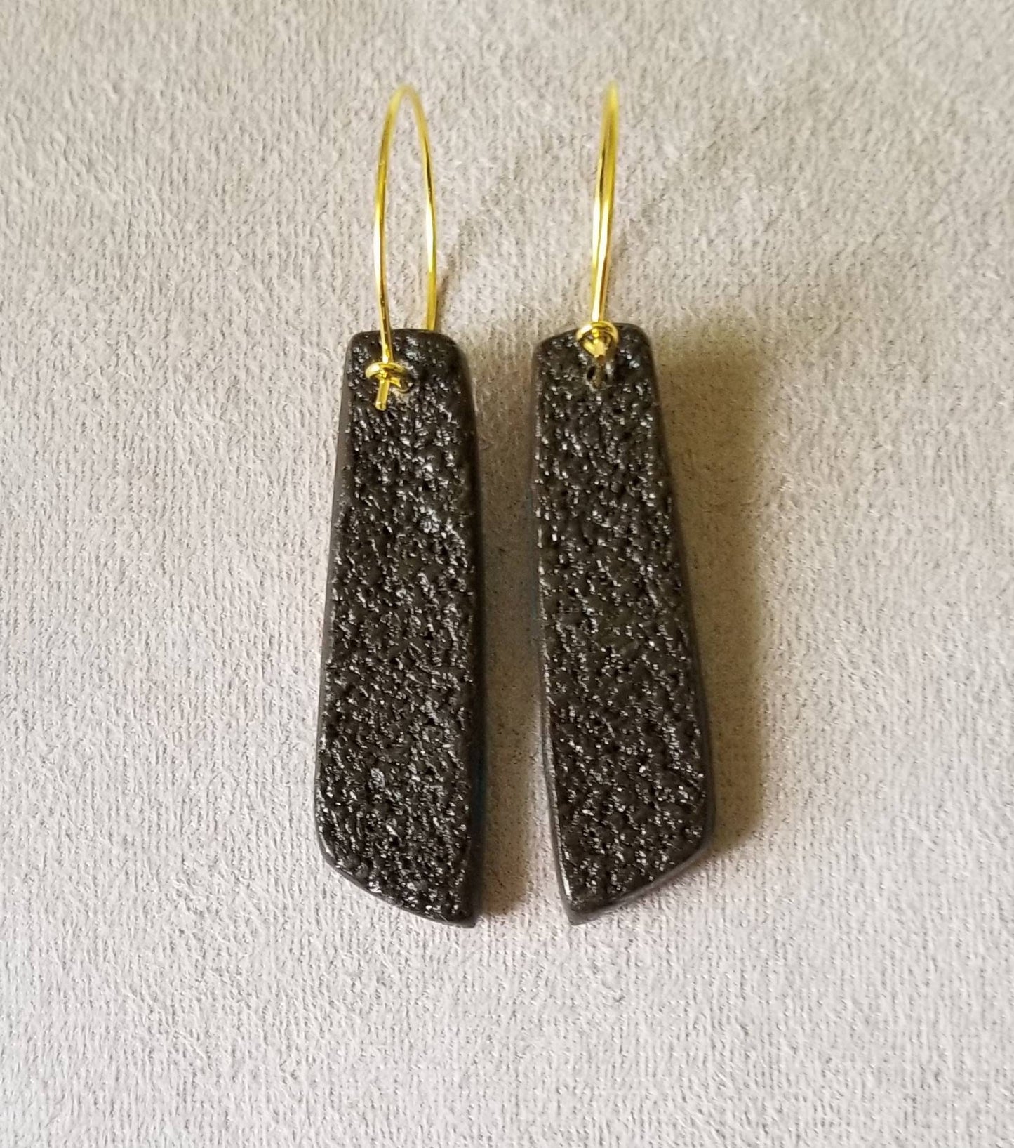 Mokume Gane - Mia Statement Earrings - Teal, Gold, and Dark Brown #4