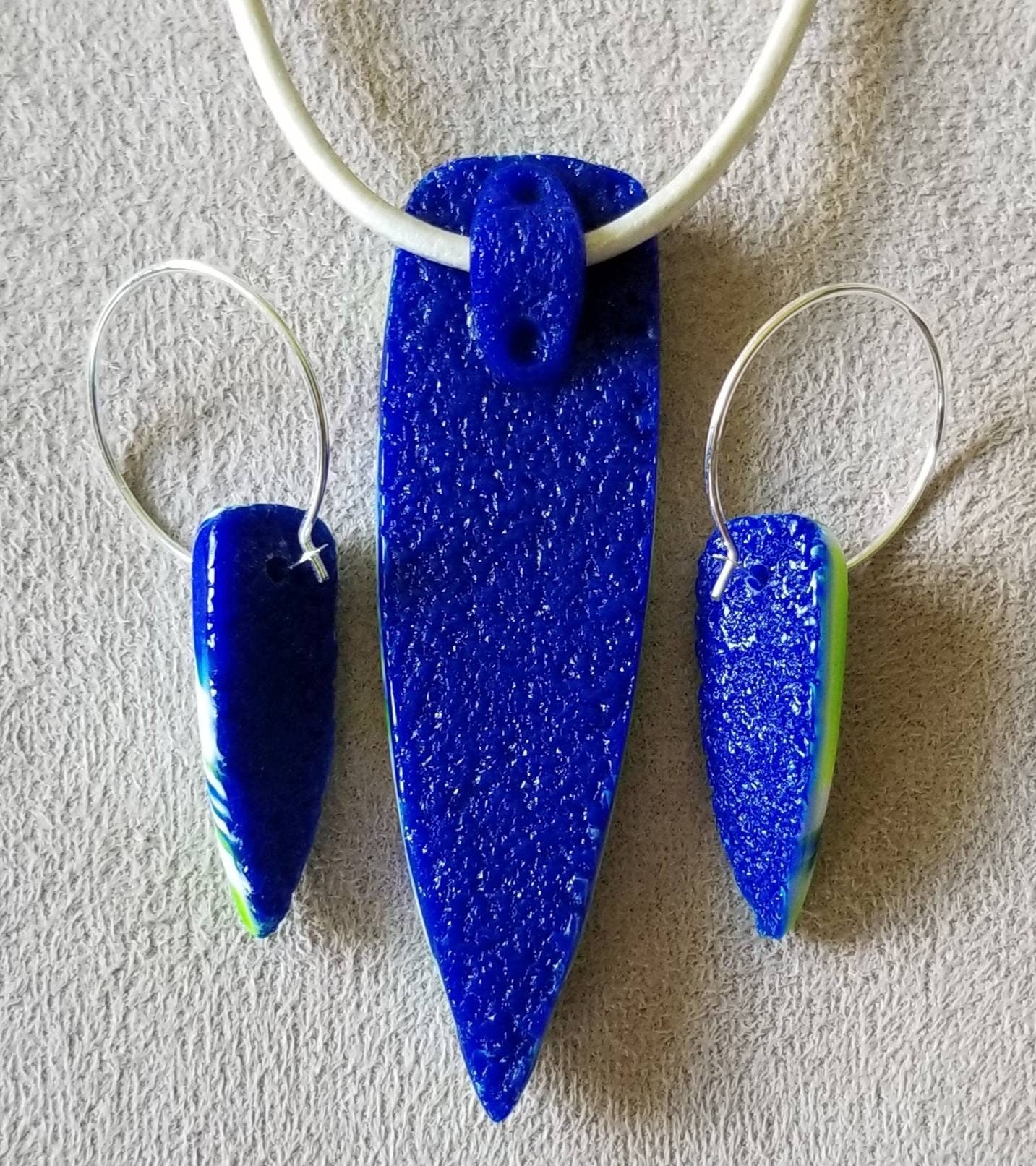 Klimt - Pendant and Earring Set - Blue & Green Dagger