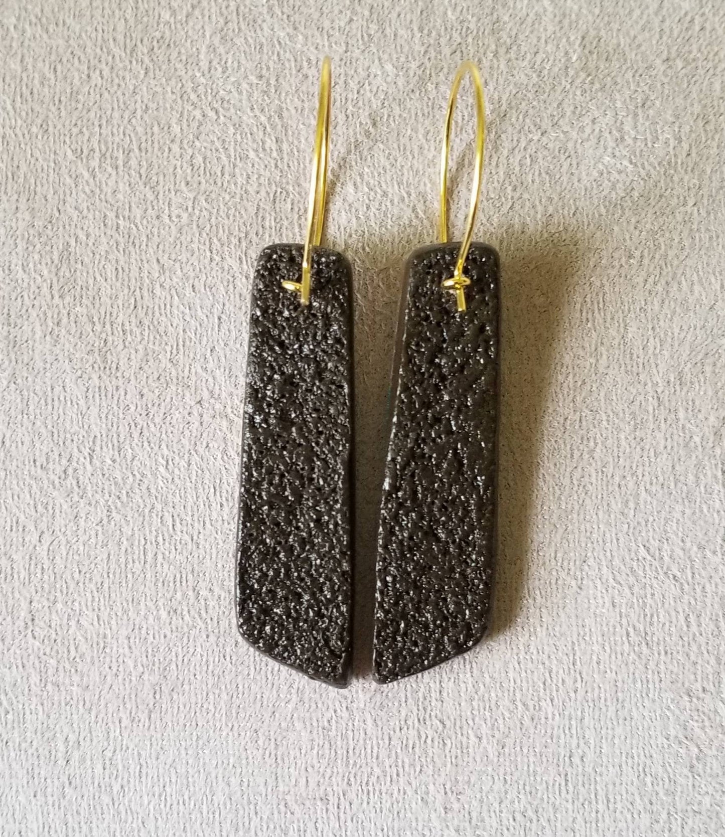 Mokume Gane - Mia Statement Earrings - Teal, Gold, and Dark Brown, #2