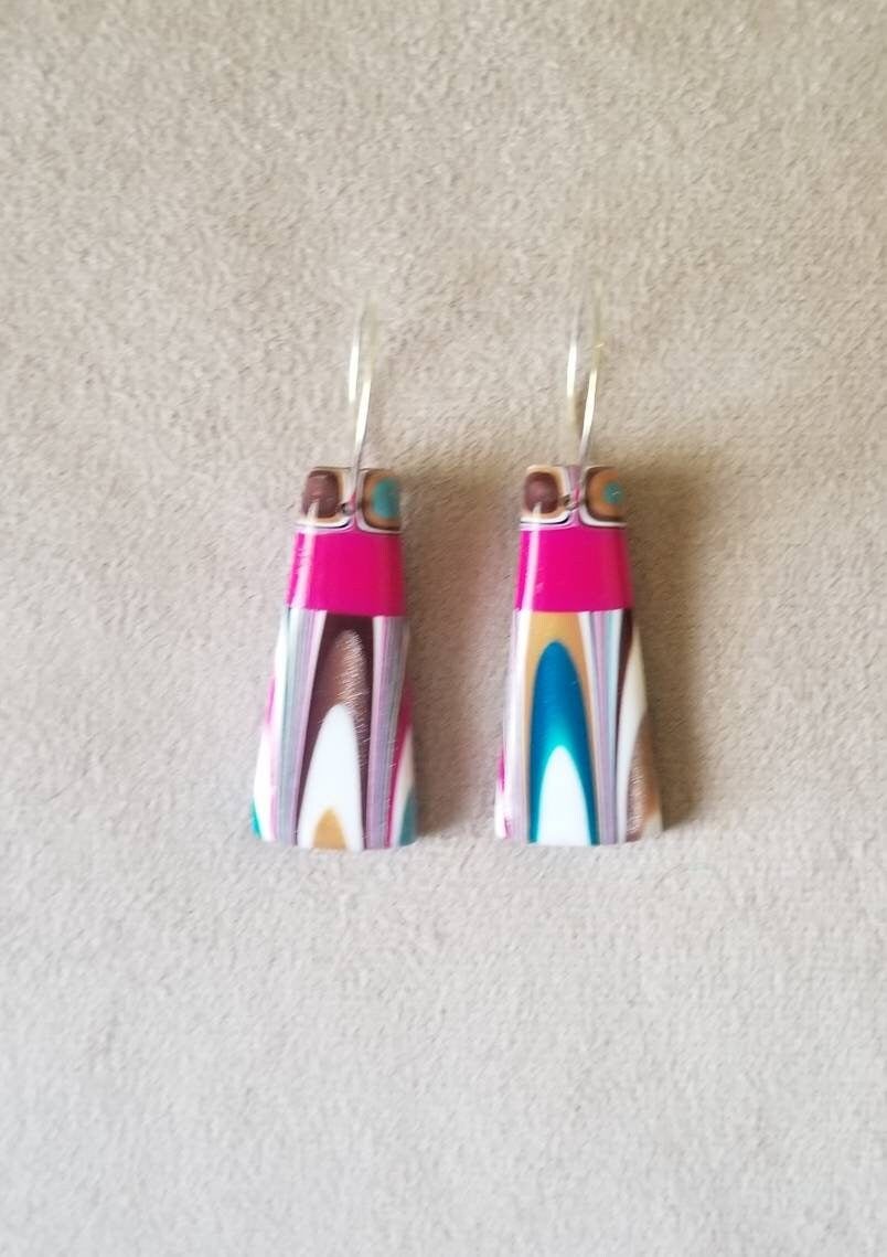 Klimt - Pendant and Earring Set - Fushia, Gold, & Turquoise
