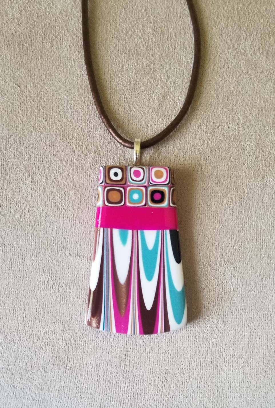 Klimt - Pendant and Earring Set - Fushia, Gold, & Turquoise