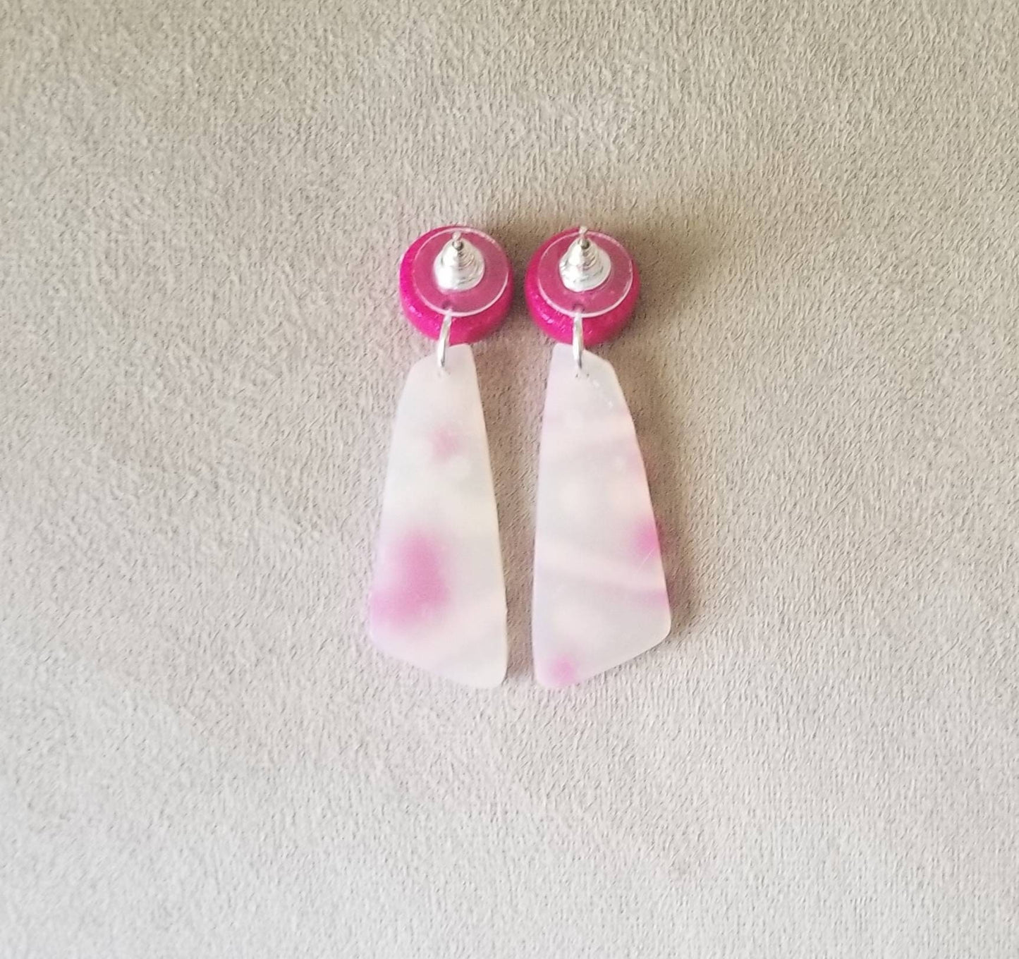 Abstract - Jillian Statement Earrings - Fushia Studs #2