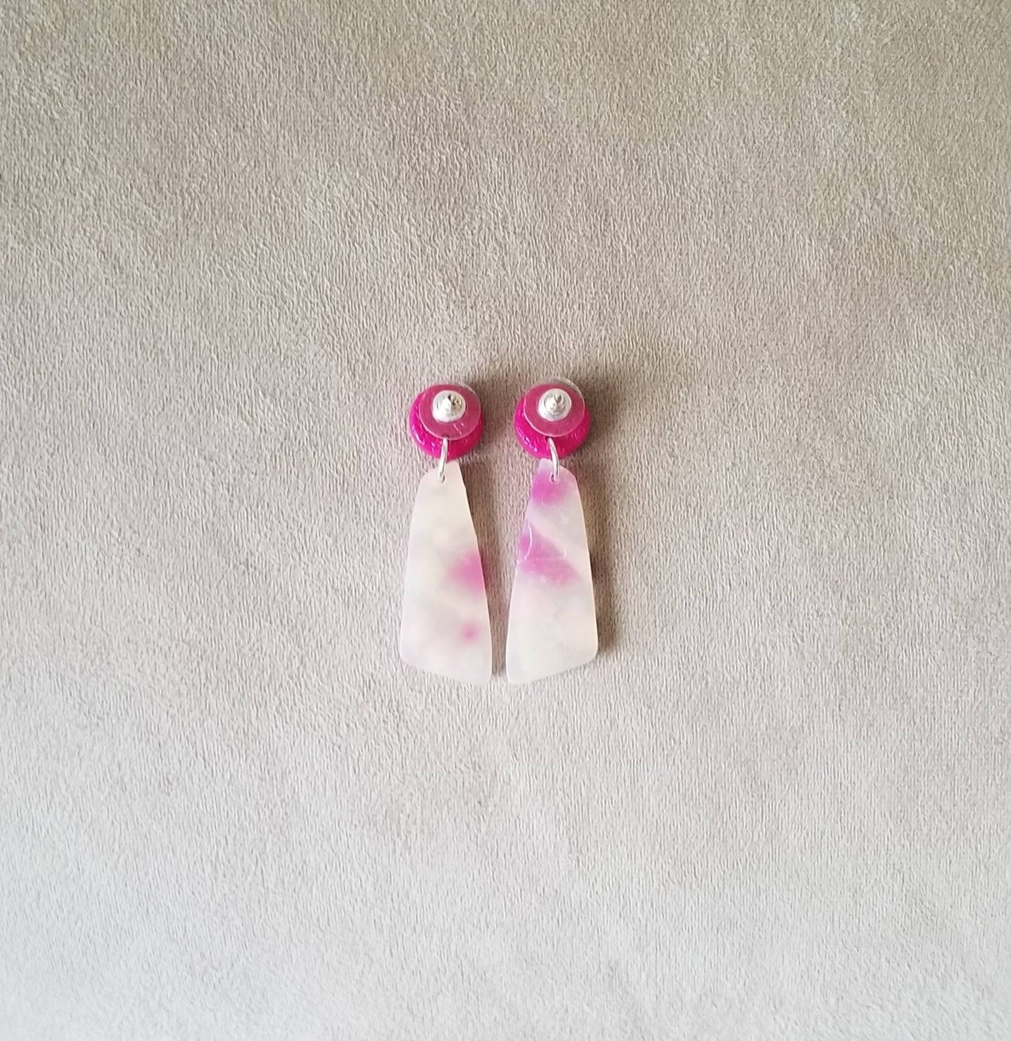 Abstract - Jillian Statement Earrings - Fushia Studs #3