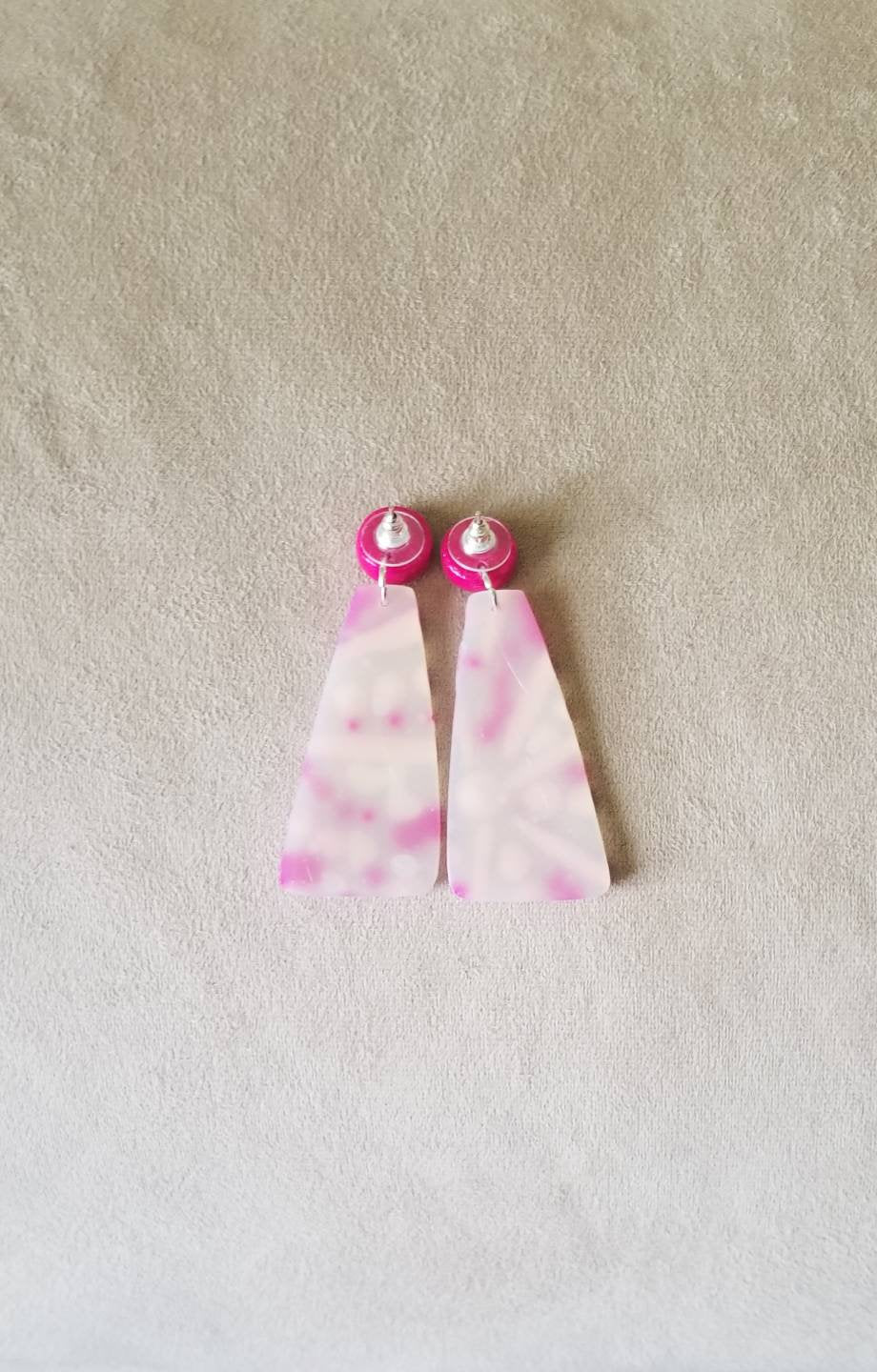 Abstract - Eva Statement Earrings - Fushia Studs #2