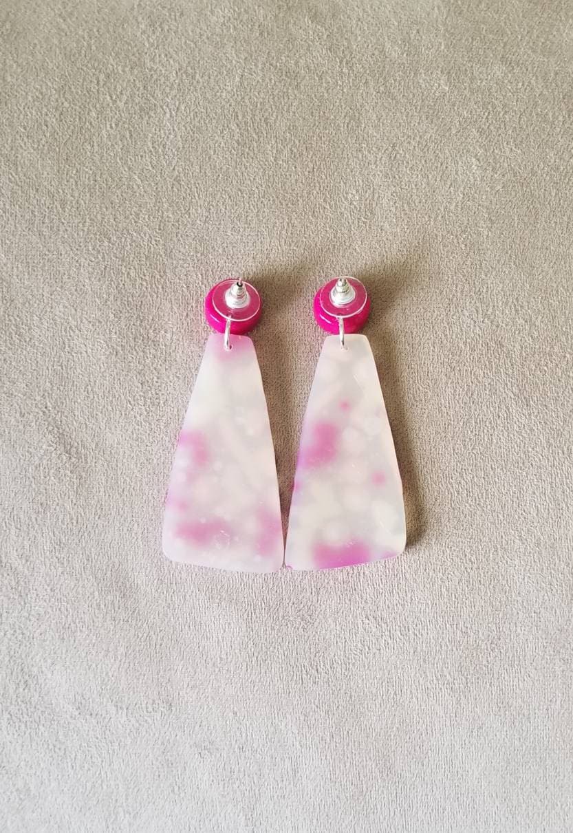 Abstract - Eva Statement Earrings - Fushia Stud #1