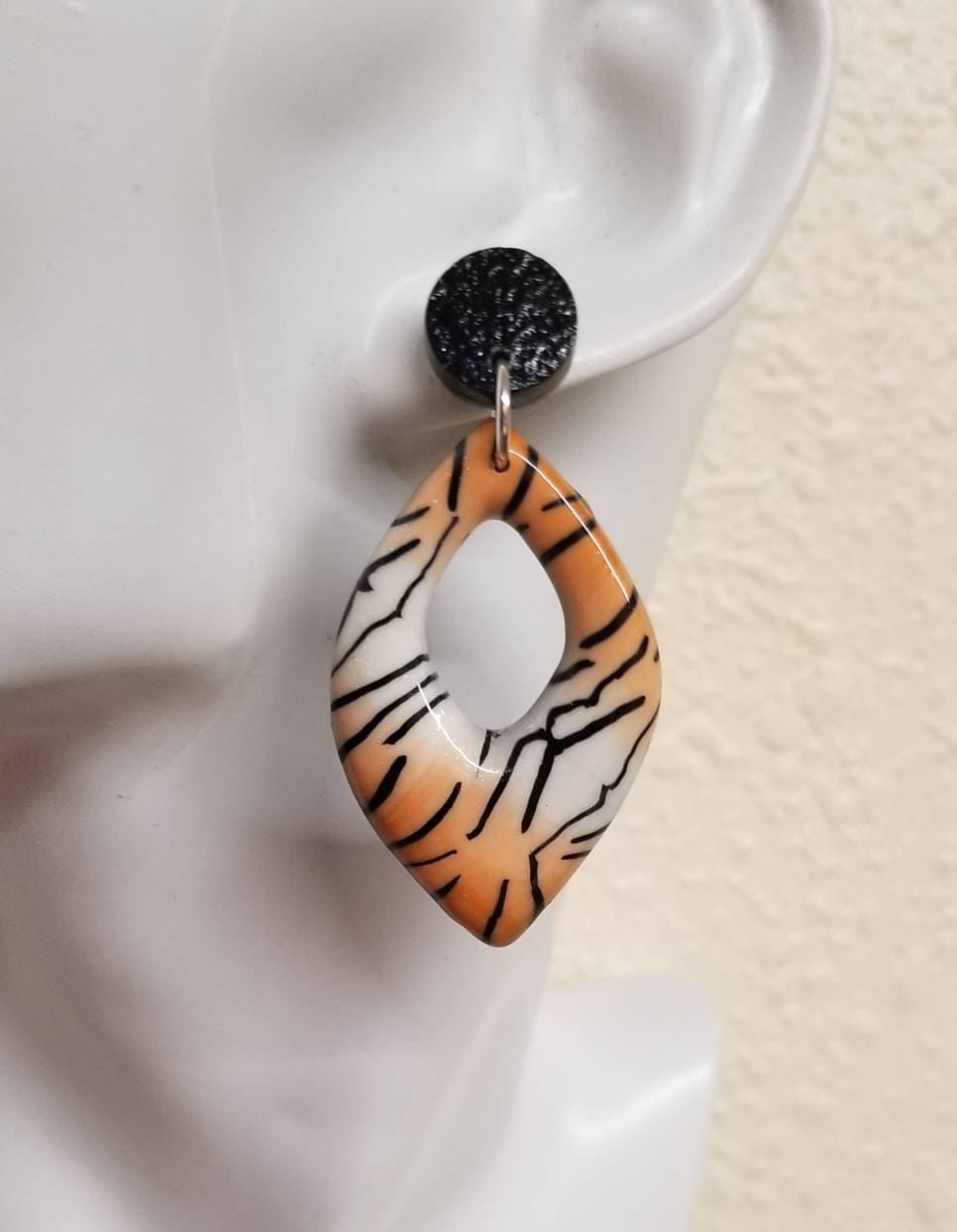Tiger Print - Handmade Polymer Clay Statement Earrings