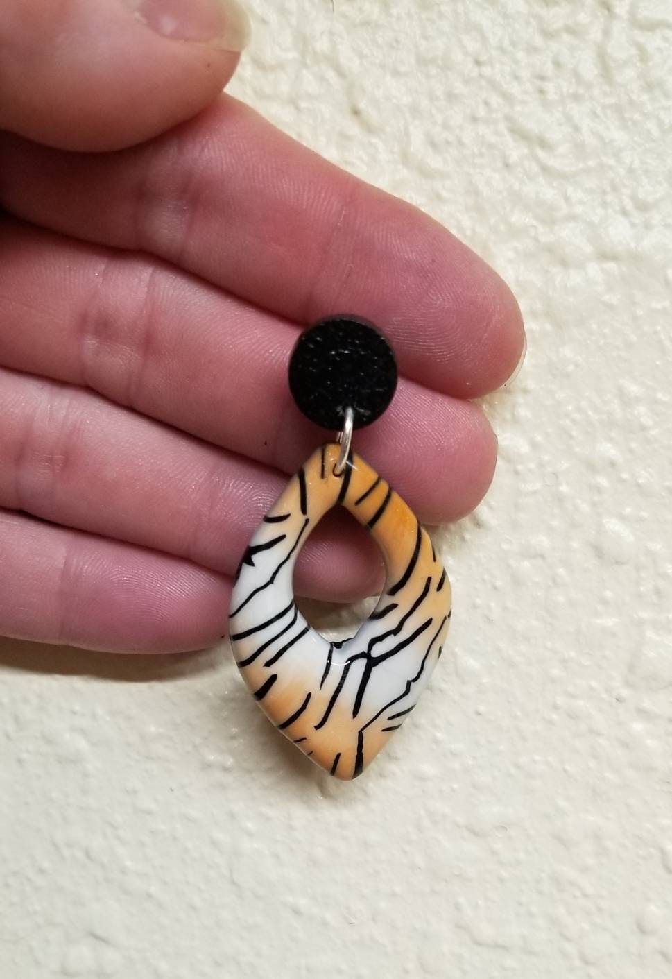 Tiger Print - Handmade Polymer Clay Statement Earrings